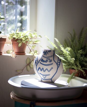 Vase En Céramique 'LUNE [M] - Blue Pattern' 7