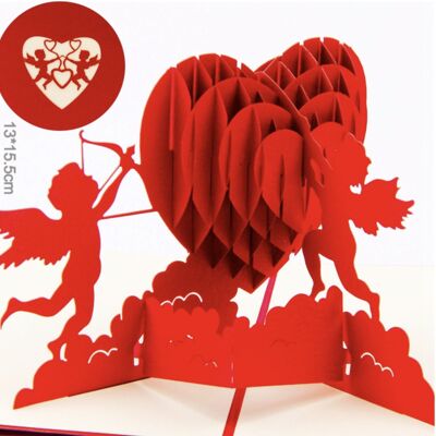 Tarjeta de felicitación emergente Amor de San Valentín Cupido