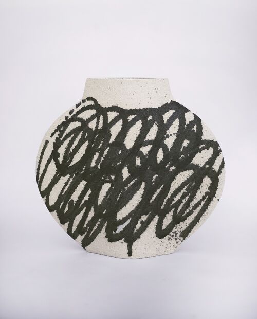 Vase En Céramique 'LUNE [M] - Black Circles N°1'