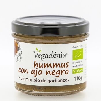 Houmous à base d'ail noir. Houmous bio aux pois chiches.