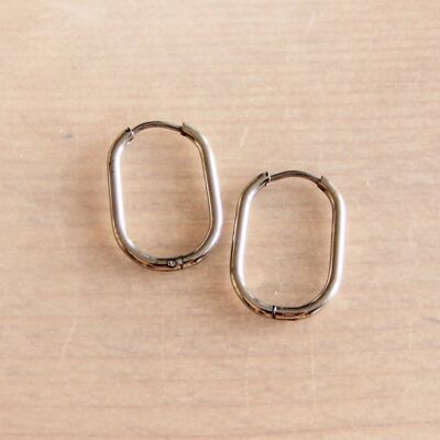 Stainless steel creole oval 21mm "basic" - silver