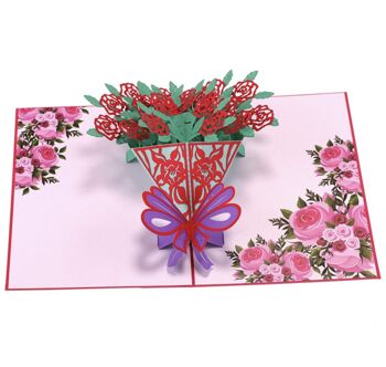 Bouquet carte fleur 3D Rose 2