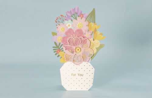 3D Bloemenkaart vaas met bloemen