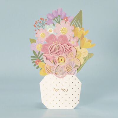 3D Flower card vase with flowers