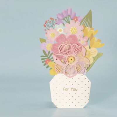 3D Flower card vase with flowers