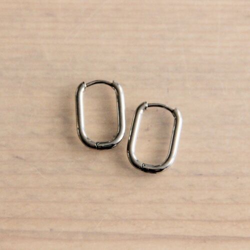 Stainless steel creole oval 16mm "basic" - silver