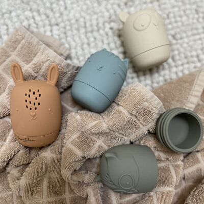 (Pre-order - delivery in 1-2 weeks) Bath toy, Gift, leo and lea, Bath Toy, Color: Natural, Set of 4pcs, silicone, baby