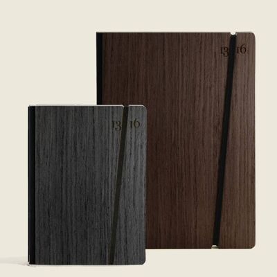 2 Notizbücher aus Holz - dunkle Farbe