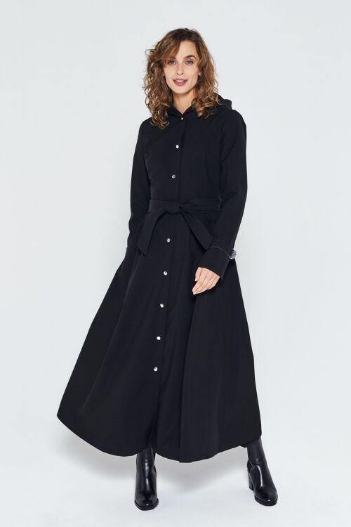 BLACK ICONIC RAINCOAT – recycled materials