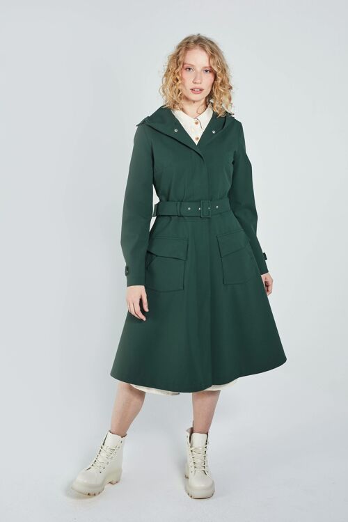 GREEN FLARE RAINCOAT - recycled materials