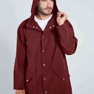 BURGUNDY CITY RAINCOAT - recycled materials