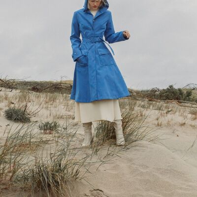 OCEAN BLUE FLARE RAINCOAT - recycled materials