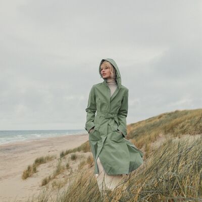 OLIVE FLARE RAINCOAT - recycled materials