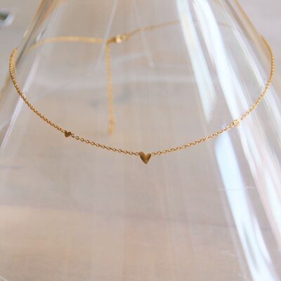 FW268 - Collana in acciaio pregiato con 3 mini cuori - oro