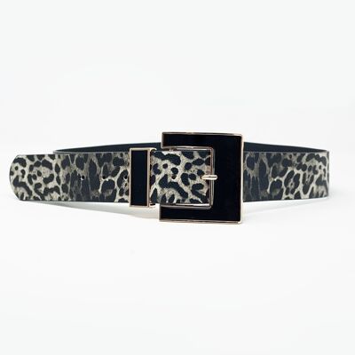 Animal printed belt in black