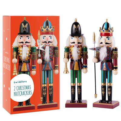 2 Christmas Wooden Nutcracker Soldiers 30CM