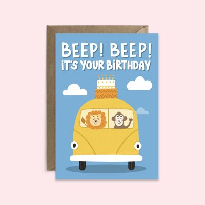 Beep Beep es tu tarjeta de cumpleaños | Tarjeta de cumpleaños para niños