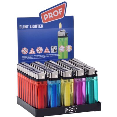 Display of 50 COLOR flint lighters