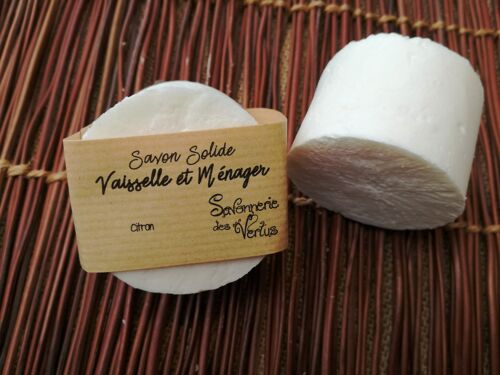 Savon Vaisselle et Ménager 80g - Citron - Savonnerie des Vertus