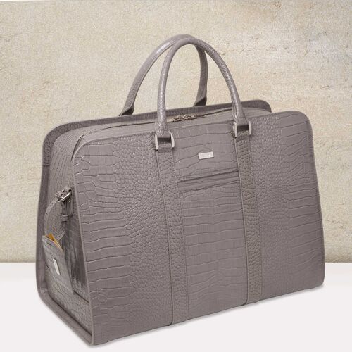 Weekender -Holdall -Leather -Suede Croc Travel Bag Handmade