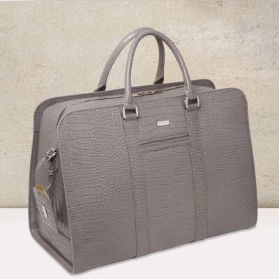 Weekender -Holdall -Cuero -Suede Croc Travel Bag Hecho a mano