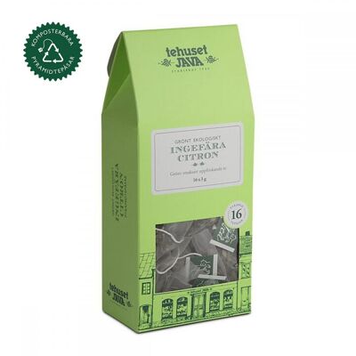 Paquete de 16 bolsitas de té verde jengibre limón orgánico