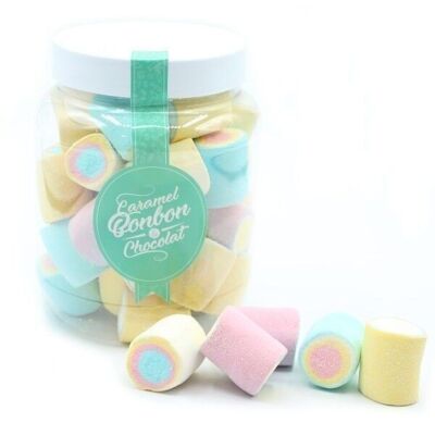 SCATOLA DI CARAMELLE DI MARSHMALLOWS ARROTOLATI - barattolo da 300g (confezione da 6)