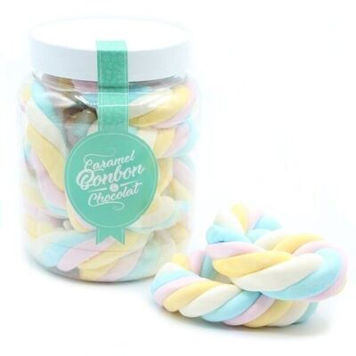 SCATOLA DI CARAMELLE STRISCE DI MARSHMALLOW - Barattolo 300g (Confezione da 6)