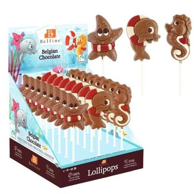 SEA CREATURE CHOCOLATE LOLLIPOP 30g - Display of 24 lollipops