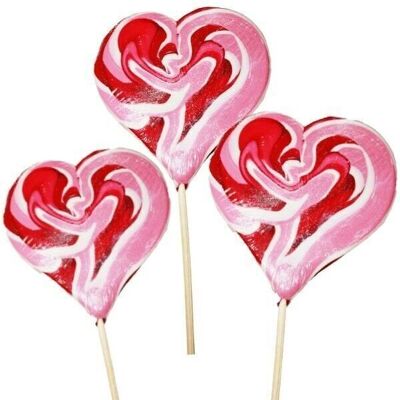 “FUNFAIR” HEART LOLLIPOP - 30 variegated lollipops 4 flavors