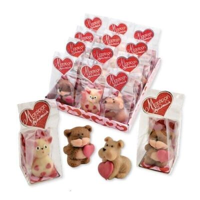 PÂTE D'AMANDE ANIMAUX COEUR (42g) - présentoir 12 pcs