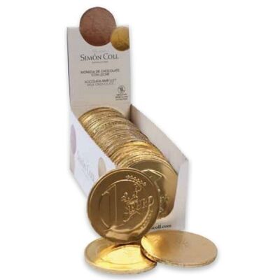 MONEDA DE 1 EURO EN CHOCOLATE - Expositor de 36 monedas