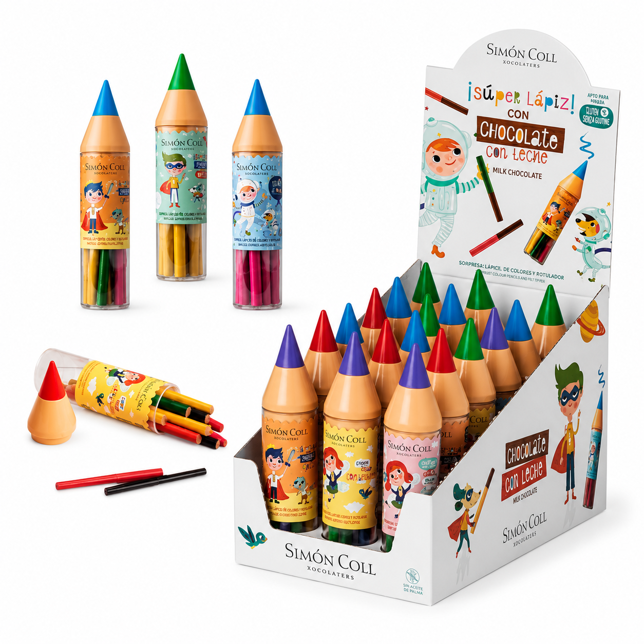 Maxi Crayones de Chocolate - Expositor de 18 uds