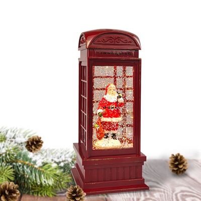 Boîte à musique rouge de cabine téléphonique de Noël