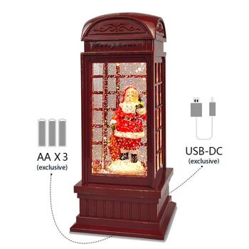 Boîte à musique rouge de cabine téléphonique de Noël 2