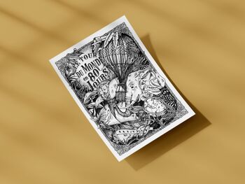 Affiche Jules Verne - Le Tour du Monde en 80 jours Noir et Blanc 2