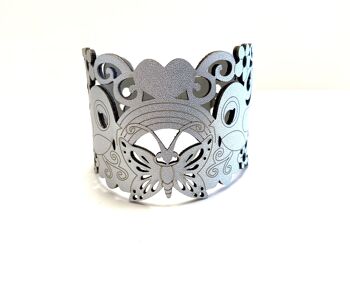 Bracelet cuir argent papillon M/L 1