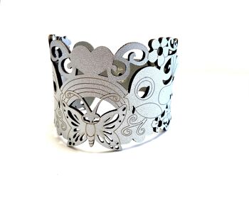 Bracelet cuir argent papillon M/L 2