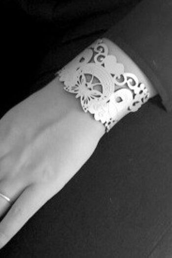 Bracelet cuir argent papillon M/L 4