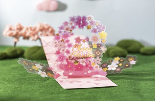 3D wenskaart sakura cherry bloesem