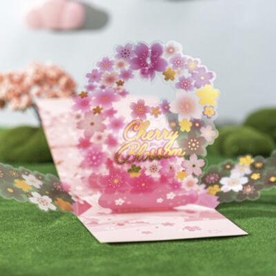 Carte de voeux 3D fleur de cerisier sakura