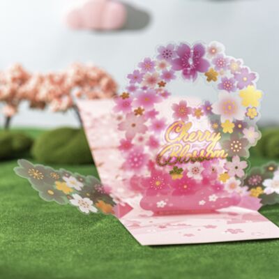Biglietto di auguri 3D con fiori di ciliegio sakura
