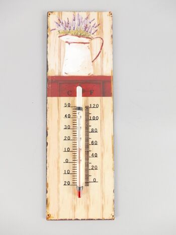 Thermomètre en étain "Lavande" 25 x 8 x 1 cm