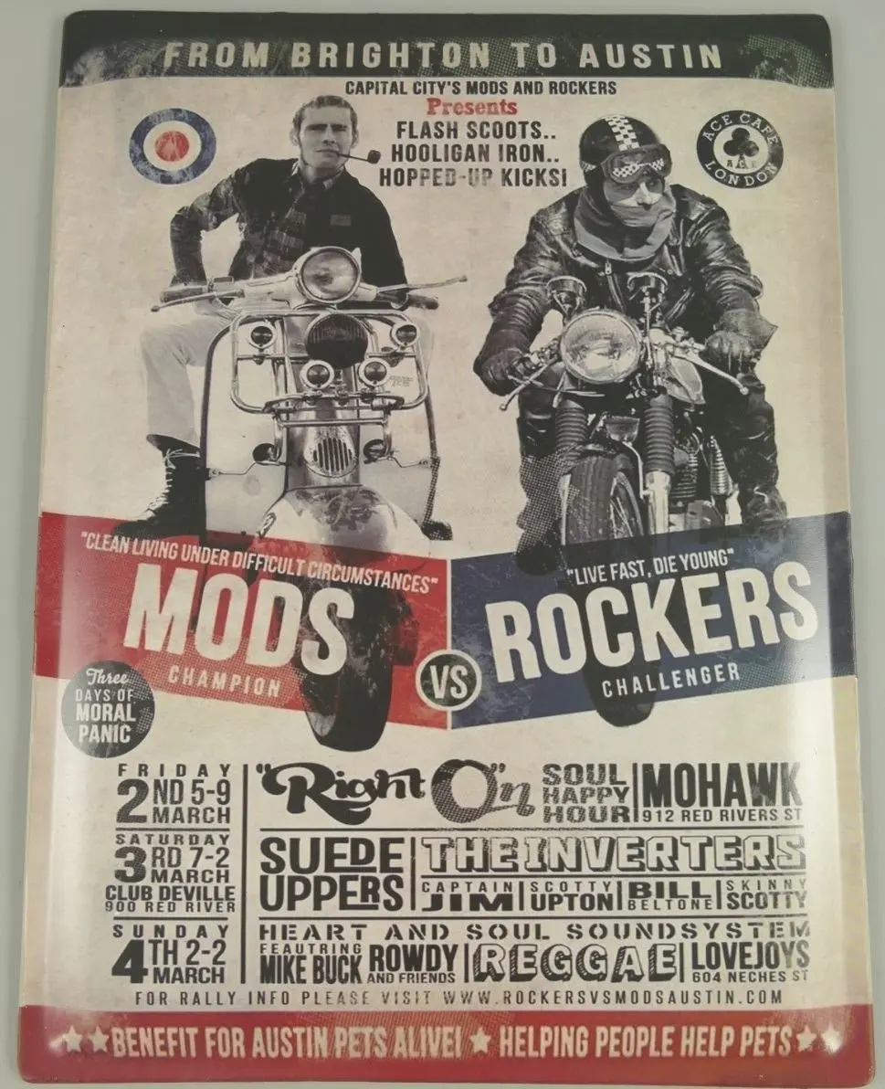 Achat Plaque en métal Mods versus Rockers - 30 x 40 cm en gros