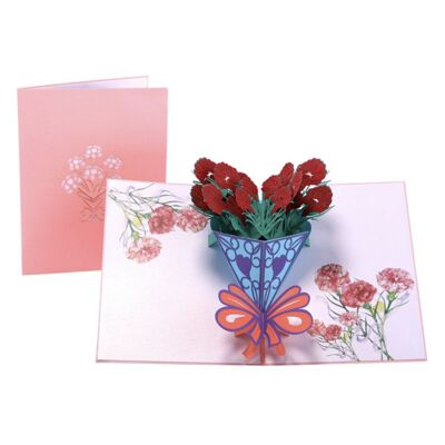 Carte fleur 3D Bouquet Oeillets
