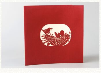 Carte de voeux 3D nid d'amour nid d'oiseau et oiseaux pop-up carte de remerciement 3