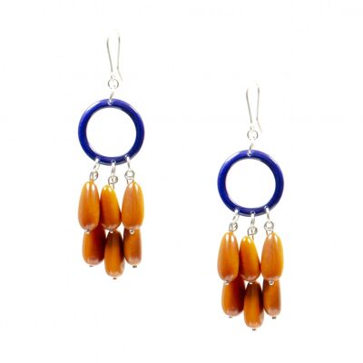 Boucles d'oreilles DIVA Orange Cuit/Bleu Violacé