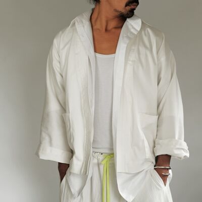 Unisex-Kimono-Jacke aus weißer Baumwolle SS'23 JETZT VORBESTELLEN