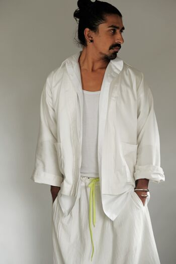 Veste kimono unisexe en coton blanc SS'23 PRÉCOMMANDEZ MAINTENANT 1