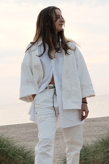 Veste kimono unisexe en coton blanc SS'23 PRÉCOMMANDEZ MAINTENANT 2